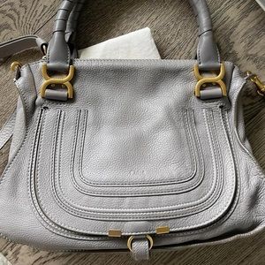 Chloe Cashmere Grey Medium Marcie Satchel with Strap